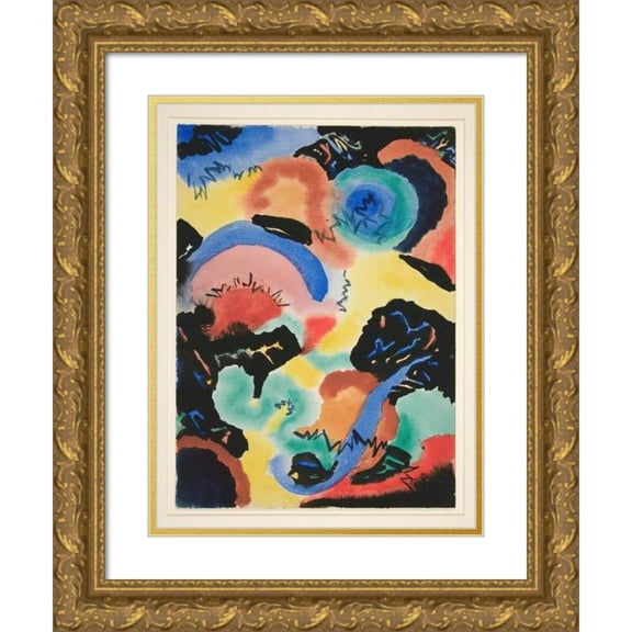 Fritz Stuckenberg 15x18 Gold Ornate Wood Frame and Double Matted Museum Art Print Titled - Forms (1922)