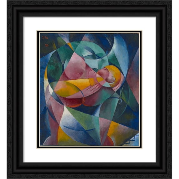 Fritz Stuckenberg 20x22 Black Ornate Framed Double Matted Museum Art Print Titled: Mother And Child (1920)