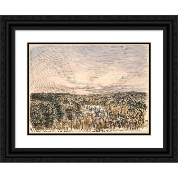 Fritz Syberg 14x11 Black Ornate Wood Framed Double Matted Museum Art Print Titled: One Evening the Sun Went so Blessed . (1927 - 1928)
