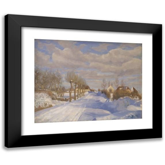 Fritz Syberg 14x12 Black Modern Framed Museum Art Print Titled - Snow-Covered Highroad in the Sunshine (1894 - 1895)