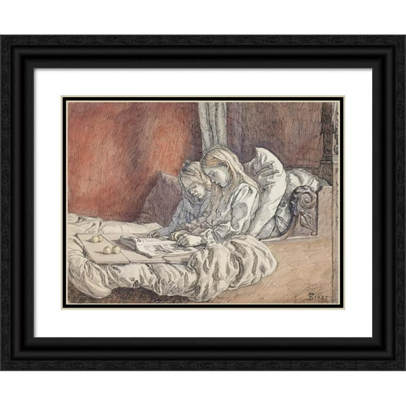 Fritz Syberg 18x14 Black Ornate Wood Framed Double Matted Museum Art Print Titled - It Convalescenter (1902 - 1903)