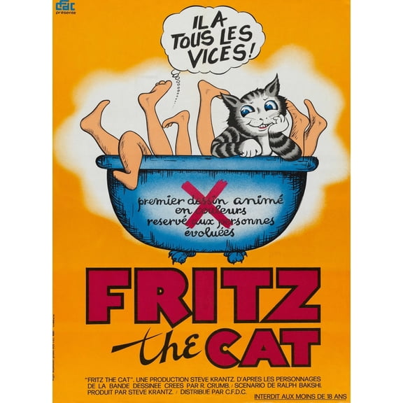Fritz The Cat Fritz The Cat On French Poster Art 1972 Movie Poster Masterprint (11 x 17)