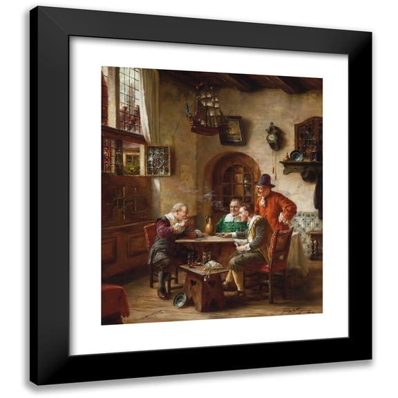 Fritz Wagner 12x14 Black Modern Framed Museum Art Print Titled - The Card Players