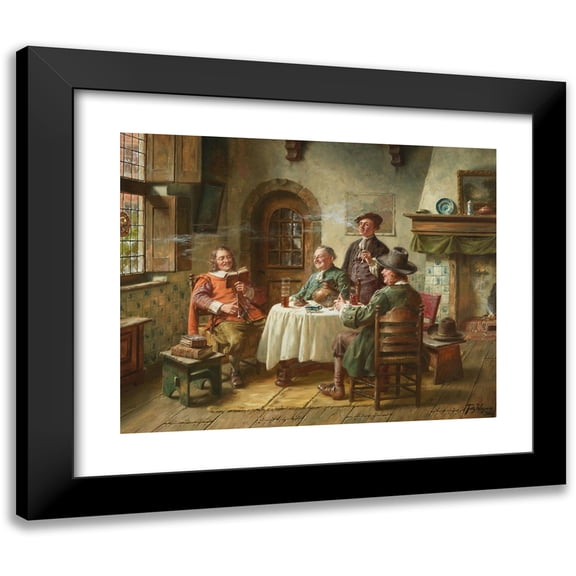 Fritz Wagner 14x12 Black Modern Framed Museum Art Print Titled - Amusing Reading