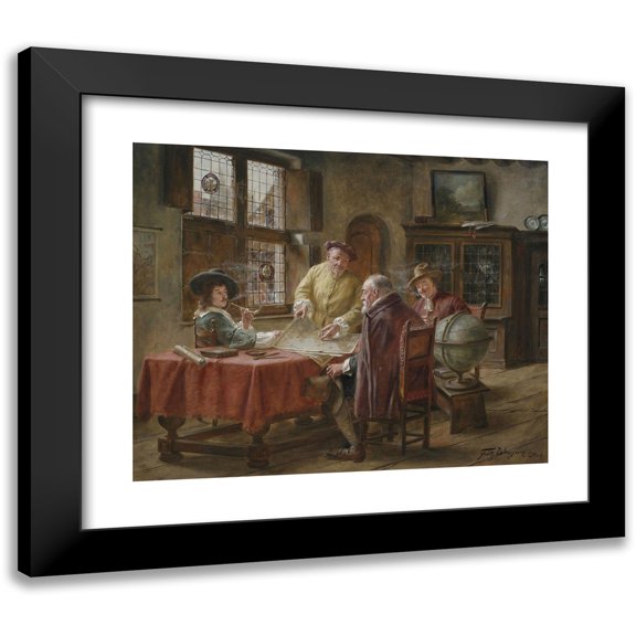 Fritz Wagner 14x12 Black Modern Framed Museum Art Print Titled - Dutch Trading Lords when Planning the Next Tour
