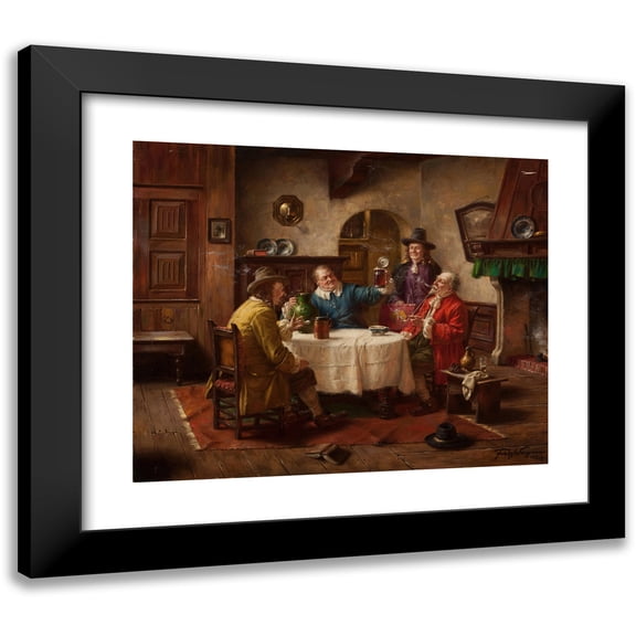 Fritz Wagner 14x12 Black Modern Framed Museum Art Print Titled - Gentlemen's Conversation