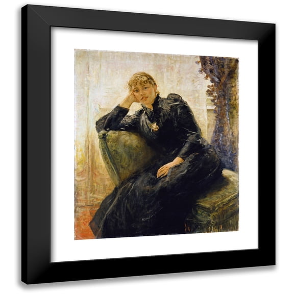 Fritz von Uhde 12x14 Black Modern Framed Museum Art Print Titled - Portrait of a Lady (Portrait of Therese Karl) (1890)