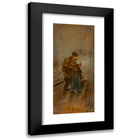 Fritz von Uhde 8x14 Black Modern Framed Museum Art Print Titled - Heavy Passage (After 1890)