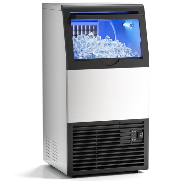Friwest Commercial Ice Maker Machine, 100LBS/24H Built-In Ice Maker with 33LBS Storage Bin, Under Counter Ice Machine, Self-Cleaning Ice Maker for Home Bar, Kitchen, Office, Restaurant