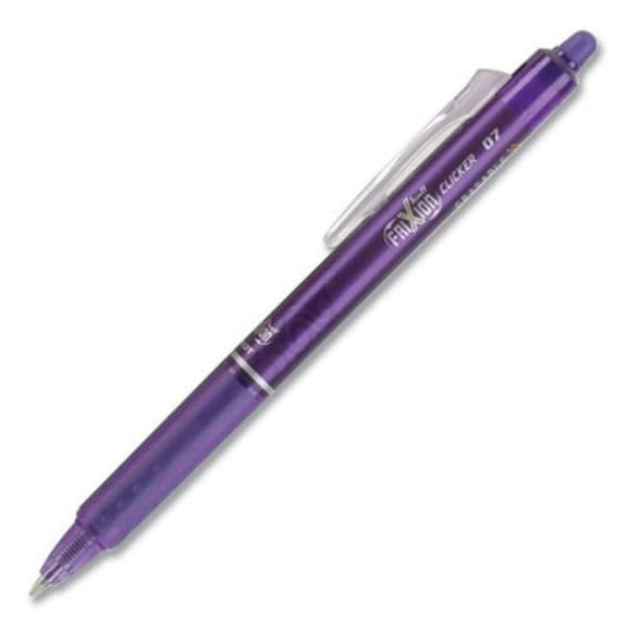 Frixion Clicker Erasable Gel Pen, Retractable - Fine 0.7 mm, Purple Ink & Purple Barrel - Pack of 12