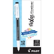Pilot PIL11485 0.6 mm Fine Stick Black/White Barrel FriXion Fineliner Erasable Porous Point Pen 1 Dozen