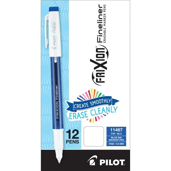Pilot FriXion Erasable Stick Marker Pen 0.6 mm Blue Ink/Barrel Dozen 11467