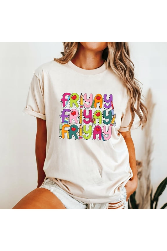 Friyay School T-Shirt, Trendy Friday Shirt, Student Gift Tee, Cute Teacher Gift, Friday Tee, Friday Lover Tee Unisex S-5XL Hot Trending Shirt, Vintage Birthday Gift