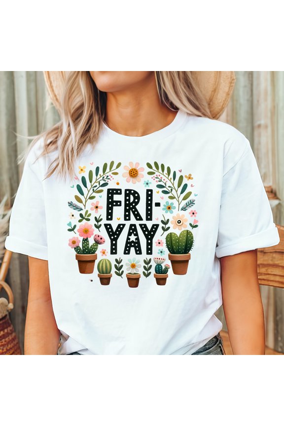 Friyay Teacher Shirt: Floral Cactus Weekend Tee All Size S-5XL