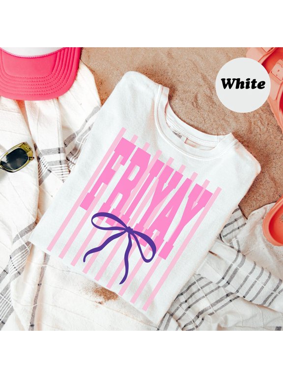 Friyay Weekend Vibes Cute Girly Summer Outfit Pink Aesthetic for Her T-Shirt