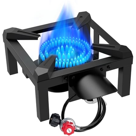 Frizi 1-Burner Propane Camping Stove, 100,000 BTUs Gas Stove,  High Pressure, Black (10inch )