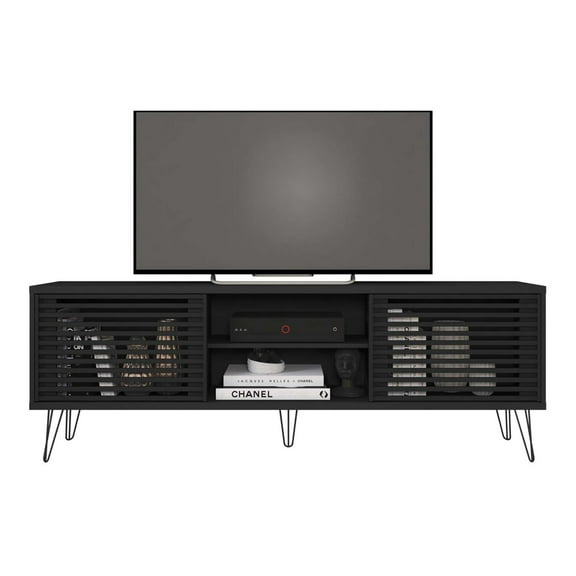 Frizz Mid-Century Modern TV Stand for up to 70 Inches TV - Black