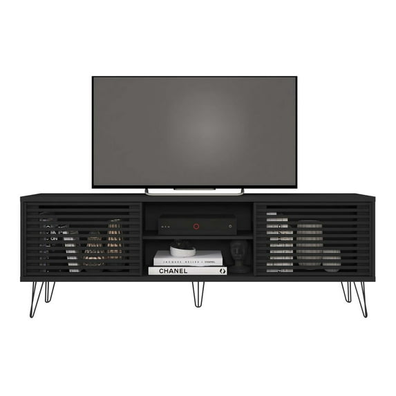 Frizz Mid-Century Modern TV Stand for up to 70 Inches TV - Black
