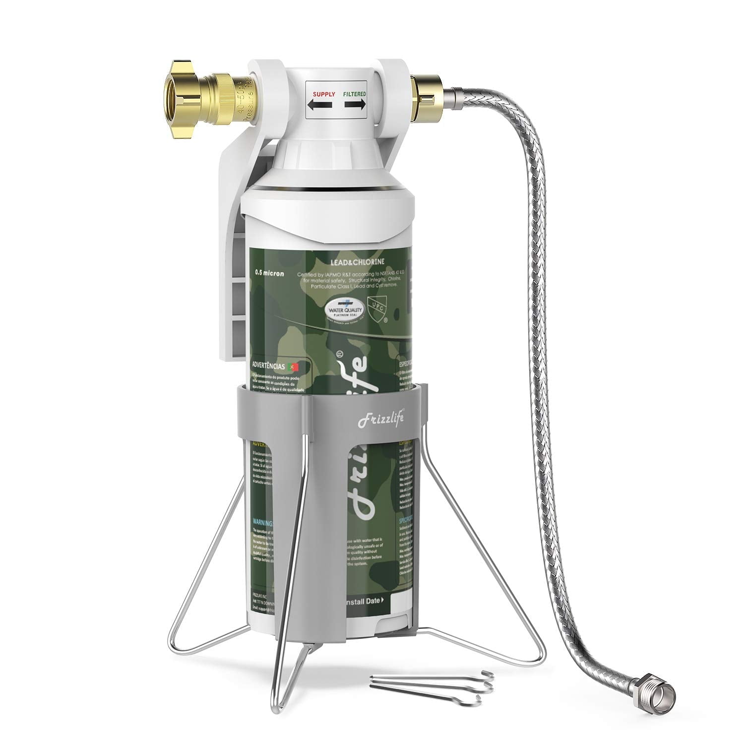 Frizzlife RV Water Filter, Brass, Plastic, For Marine, Camper, Garden, Camping, MV99 Filtration System