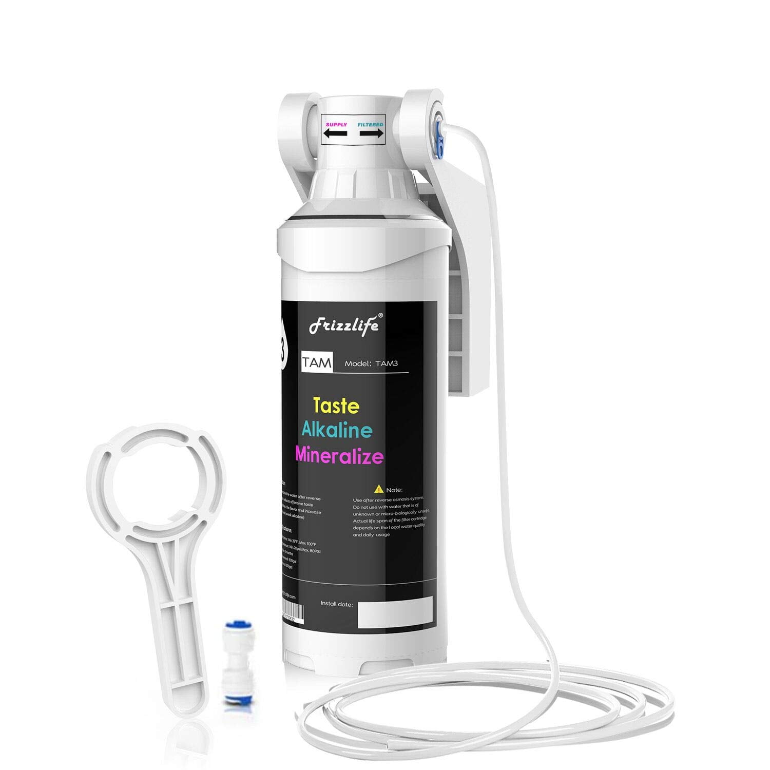 Frizzlife TAM3 Alkaline Remineralization Under Sink Inline Water Filter
