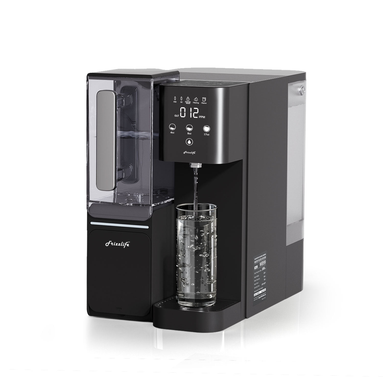 Frizzlife WB99-C Countertop Reverse Osmosis System, Alkaline RO Water Filter with Portable Water Pitcher