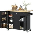 thumbnail image 1 of Frmobepts 41.3" Kitchen Island Cart Rolling Storage Cabinet Cart with Drawer & Rack,Black, 1 of 8