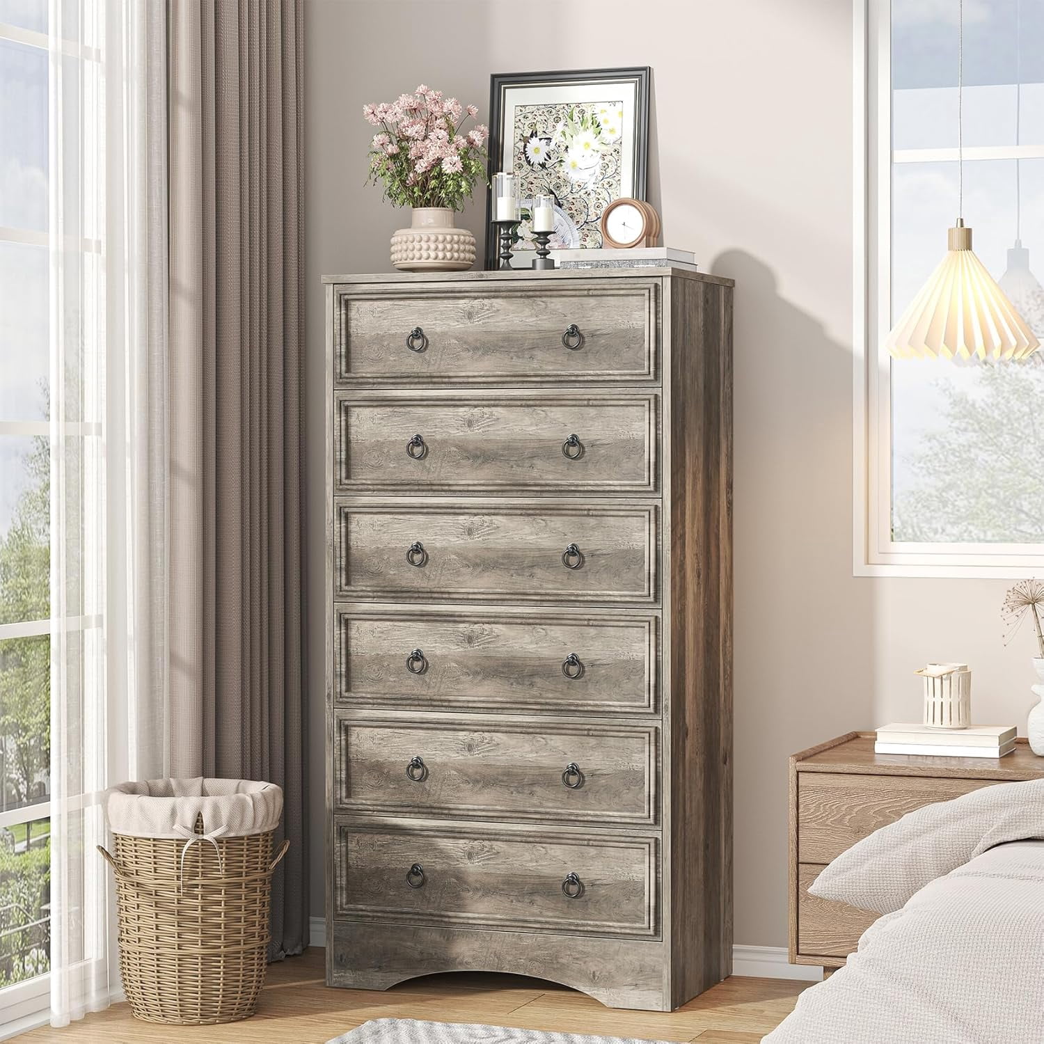 grey 6 drawer double dresser Beri Grey Double 6-Drawer Dresser