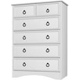 thumbnail image 1 of Frmobepts 6 Drawer Dresser, Tall Wood Chest of Drawers Dressers for Bedroom, Living Room, White, 1 of 8