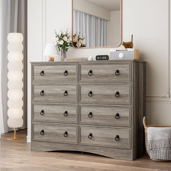 Frmobepts 8 Drawer Double Dresser for Bedroom, 47.2" Wide Dressers & Chests of Drawers with Large Capacity Storage, Dresser for Bedroom,Gray