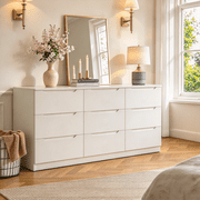 Frmobepts 9 Drawer White Dresser, Modern Storage Cabinet for Bedroom, Chest of Drawers Wood Organizer for Living Room