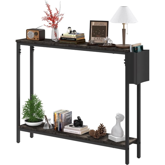 Frmobepts Console Table for Entryway, 2 Tier Entryway Table Bookshelf Accent Table With Storage Shelf Living Room Entry Hall Foyer Table Furniture, Black