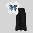 thumbnail image 1 of Frnrwgo 2 Piece Girls Outfit Butterfly Short Sleeve Top And Cargo Pants Sets For Summer Size 5-15 Years, 1 of 5