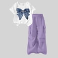 thumbnail image 1 of Frnrwgo 2 Piece Girls Outfit Butterfly Short Sleeve Top And Cargo Pants Sets For Summer Size 5-15 Years, 1 of 5