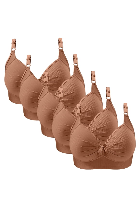 5PC Womens Bras, Simple Solid Color Bras, Soft Cup Comfy Everyday Wear