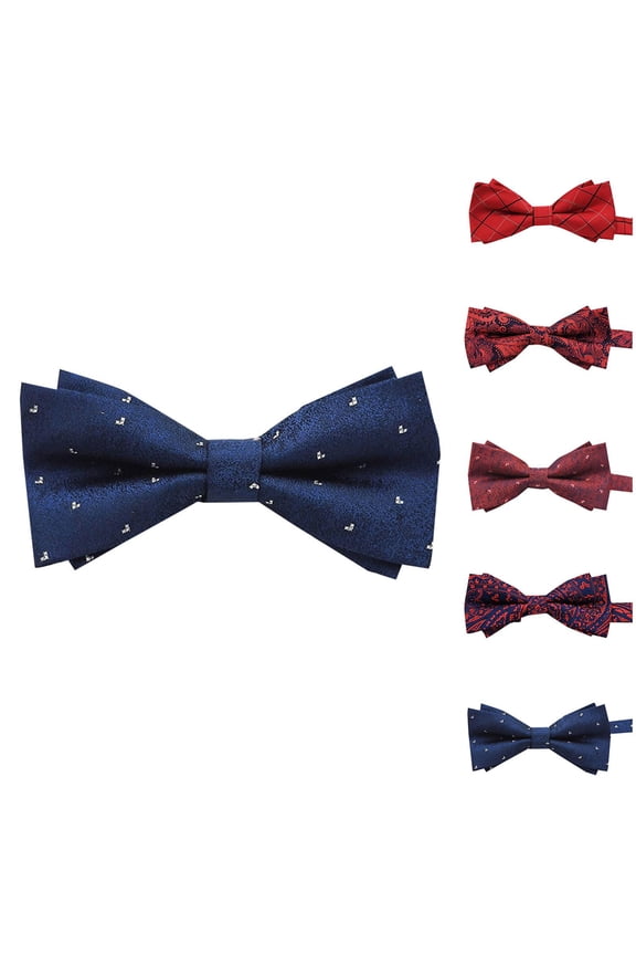 Bow Ties for Men Double Layer Solid 2.6" for Graduation Interview Daily Casual Tie