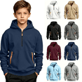thumbnail image 1 of Frnrwgo Boys Hoodie 5-15Y Fleece Lined Half Zip Heavyweight Pullover Sweatshirt for Fall Winter, 1 of 10