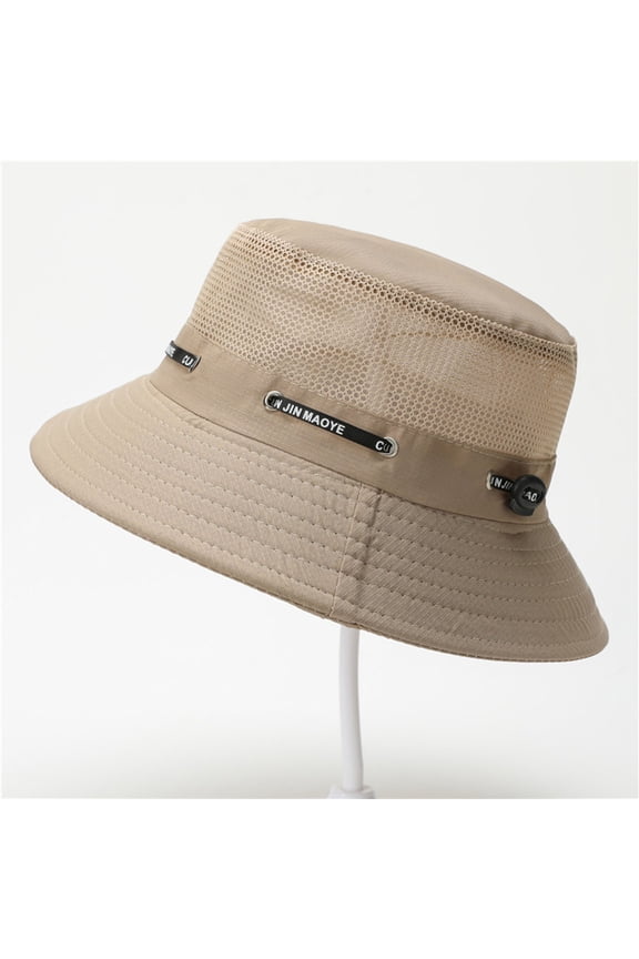 Bucket Hat for Men Mesh Breathable Drawstring Solid Color Outdoor Cap