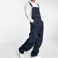 thumbnail image 1 of Frnrwgo Denim Bib Overalls Long Pants for Men Loose Fit Wide Leg Cargo Work Pockets Dark Blue, 1 of 5