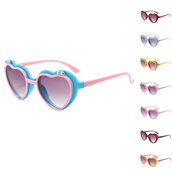 Frnrwgo Girls Boys Heart Shape Sunglasses UV Protection Outdoor Fashion Glasses for Kids Ages 2-12