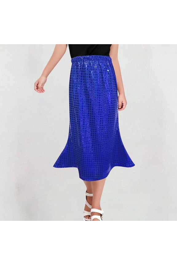 Girls Midi Skirts Summer Casual Gird High Waisted Sparkle Trendy Party Skirts Size 3-16Y