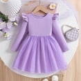thumbnail image 1 of Frnrwgo Kids Girls Round Neck Dresses, Long Flutter Sleeve Bow Mesh Dress，Fashionable Solid Color Princess Gown, 1 of 7