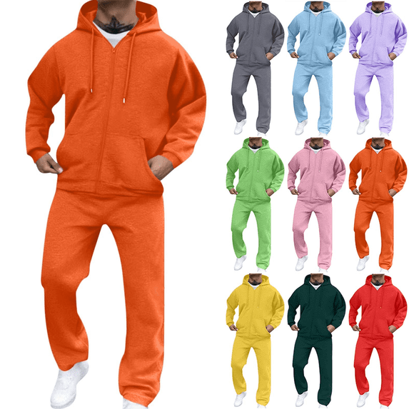 Frnrwgo Men's 2-Piece Hoodie and Pants Set Loose Fit Warm Comfortable Casual Tracksuit Fall Winter Outfit with Pockets