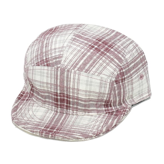 Frnrwgo Men’s Baseball Cap Soft Top Flat Brim Plaid Breathable Adjustable Summer Hat