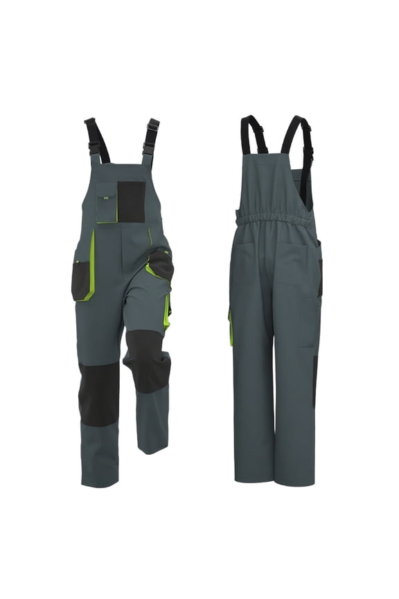 Men's Bib Overalls Multi-Pocket Work Coverall Heavy Duty Wear Resistant Cargo Jumpsuit