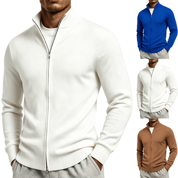 Frnrwgo Men's Cardigan Sweater Loose Fit Solid Color Long Sleeve Knit Casual Winter Outerwear Top