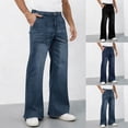 thumbnail image 1 of Frnrwgo Men's Denim Jeans Flare Fit Elastic Waist Button Zipper Multiple Pockets Breathable Stretch Outdoor Casual, 1 of 5
