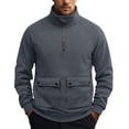 thumbnail image 1 of Frnrwgo Men's Half Zip Pullover Sweatshirt Heavyweight Regular Fit Dual Button Pockets Stand Collar Fall Winter Casual Top, 1 of 7