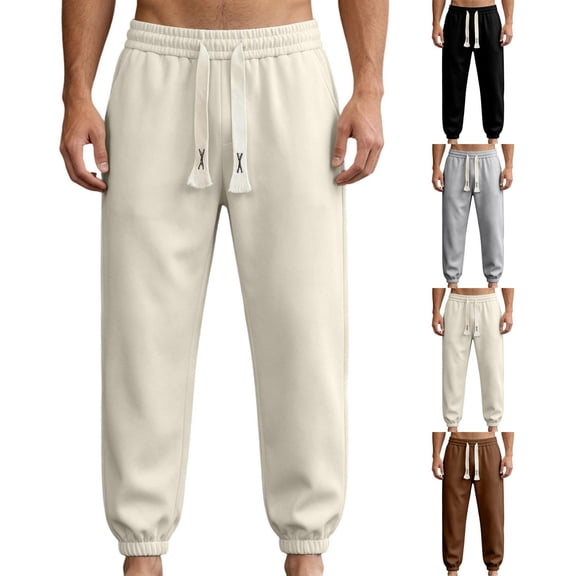 Frnrwgo Men's Jogger Sweatpants Loose Stretch Fit Drawstring Elastic Waist Cuffed Leg All Season Sports Loungewear Pants