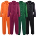 thumbnail image 1 of Frnrwgo Men's Jumpsuit One Piece Solid Color Long Sleeve Collared Casual Coverall Pants Set, 1 of 5