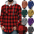 thumbnail image 1 of Frnrwgo Men's Plaid Hooded Shirt Jacket Lightweight Breathable Button Up Casual for Daily Outdoor, 1 of 6